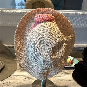 Jaclyn Smith Cream Straw Hat with Pink Detail